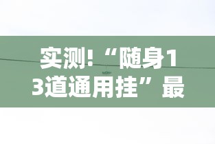 实测!“随身13道通用挂	”最新辅助详细教程
