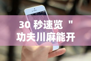 30 秒速览 ＂功夫川麻能开挂吗	”开挂科技辅助神器手机